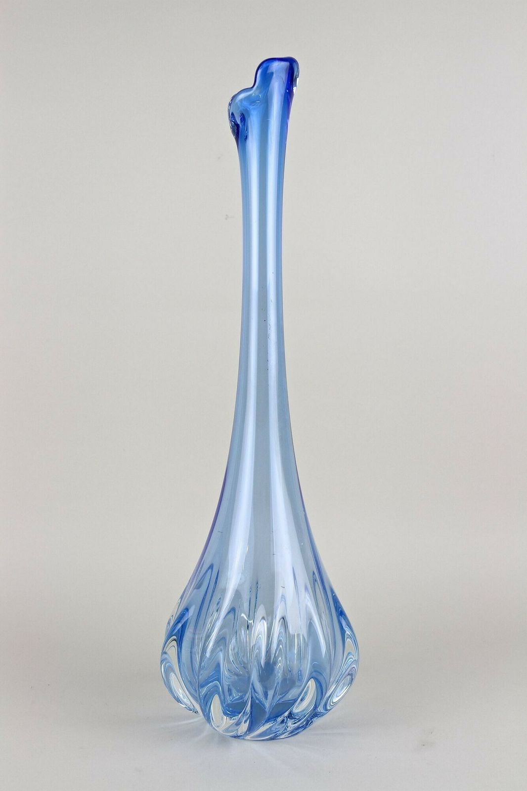 20th Century Light Blue Murano Glass Long Neck Vase, Italy Circa 1970 photo Home Decor