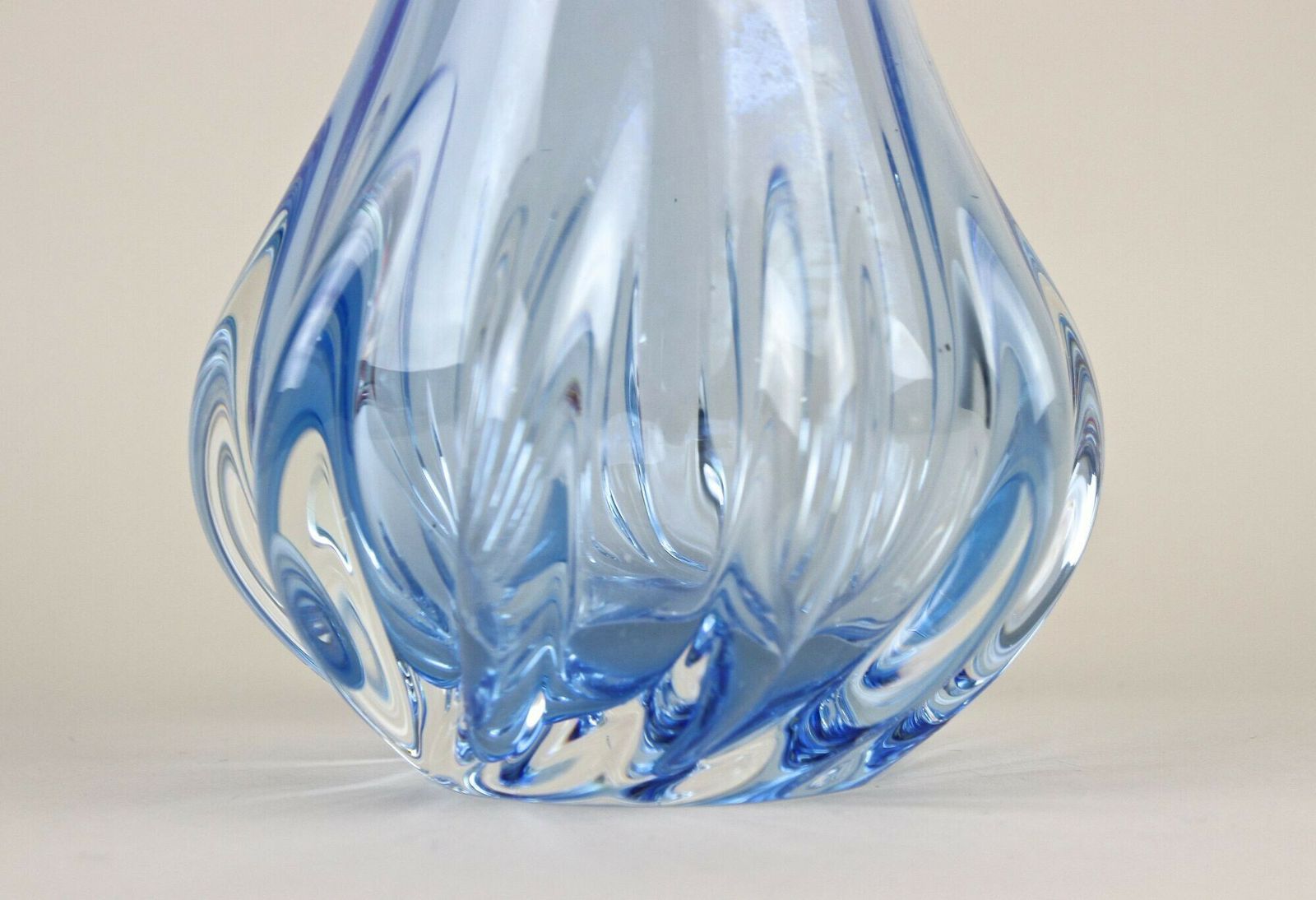 20th Century Light Blue Murano Glass Long Neck Vase, Italy Circa 1970 photo vinterior