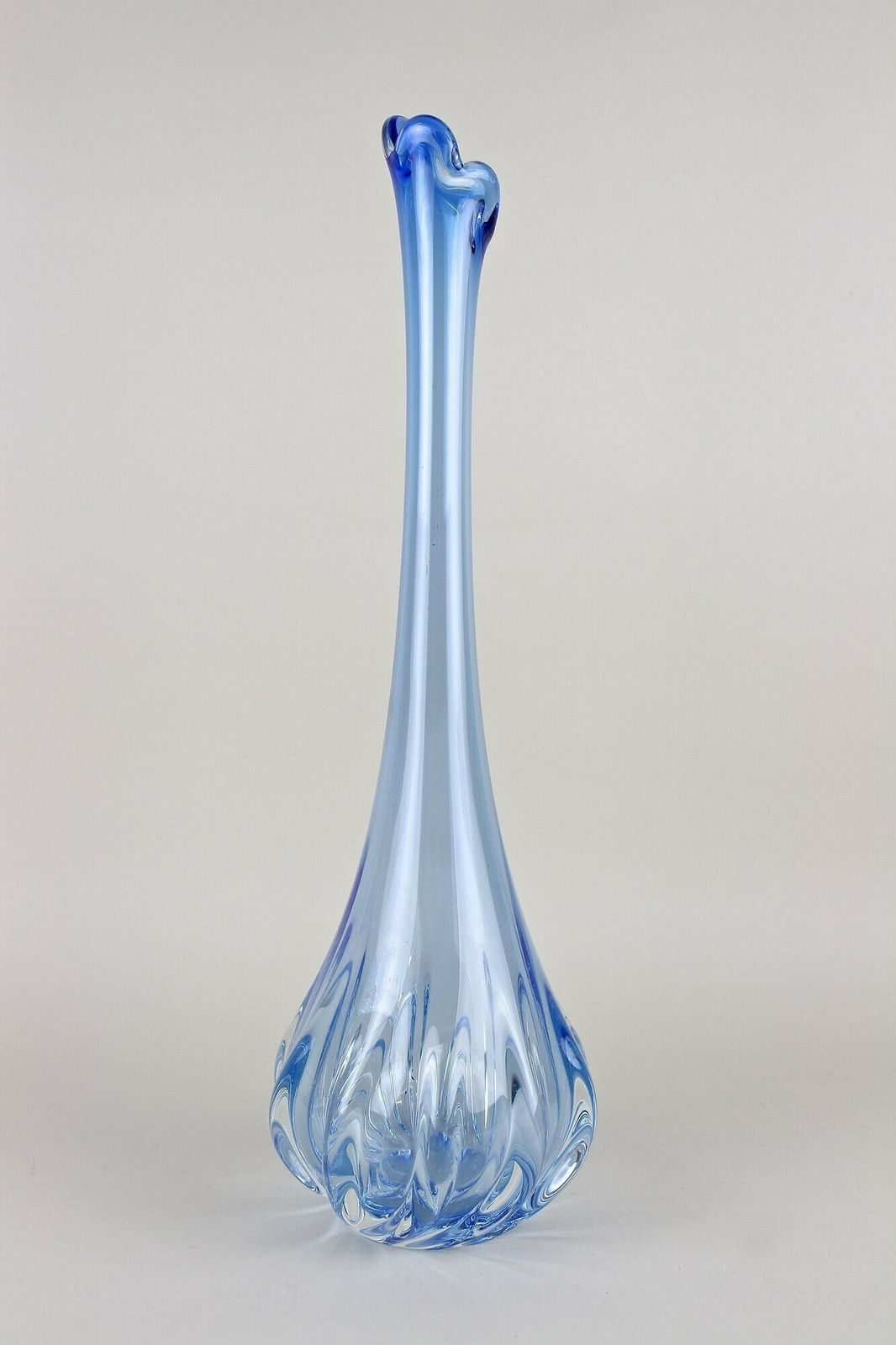 photo furniture 20th Century Light Blue Murano Glass Long Neck Vase, Italy Circa 1970
