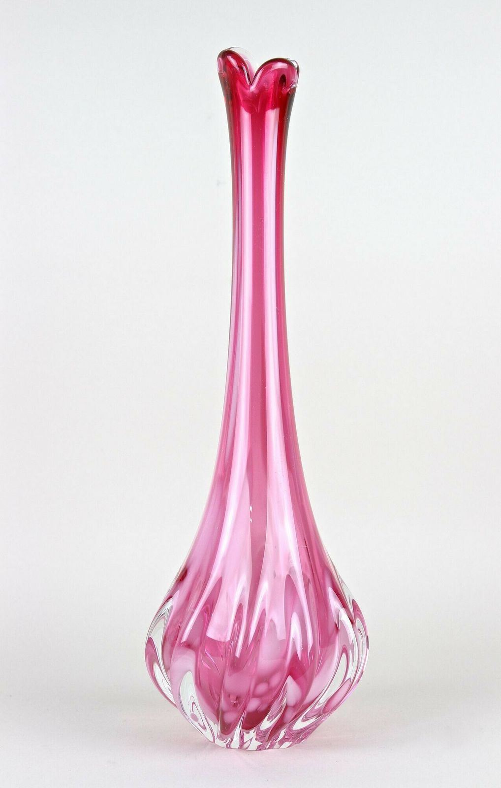 Pink Long Neck Murano Glass Vase, 20th Century, Italy Circa 1970 photo 640.0