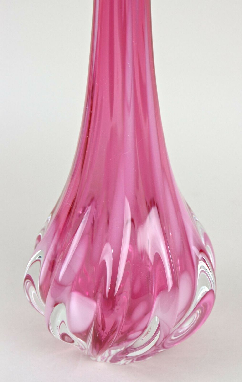 Pink Long Neck Murano Glass Vase, 20th Century, Italy Circa 1970 photo vintage