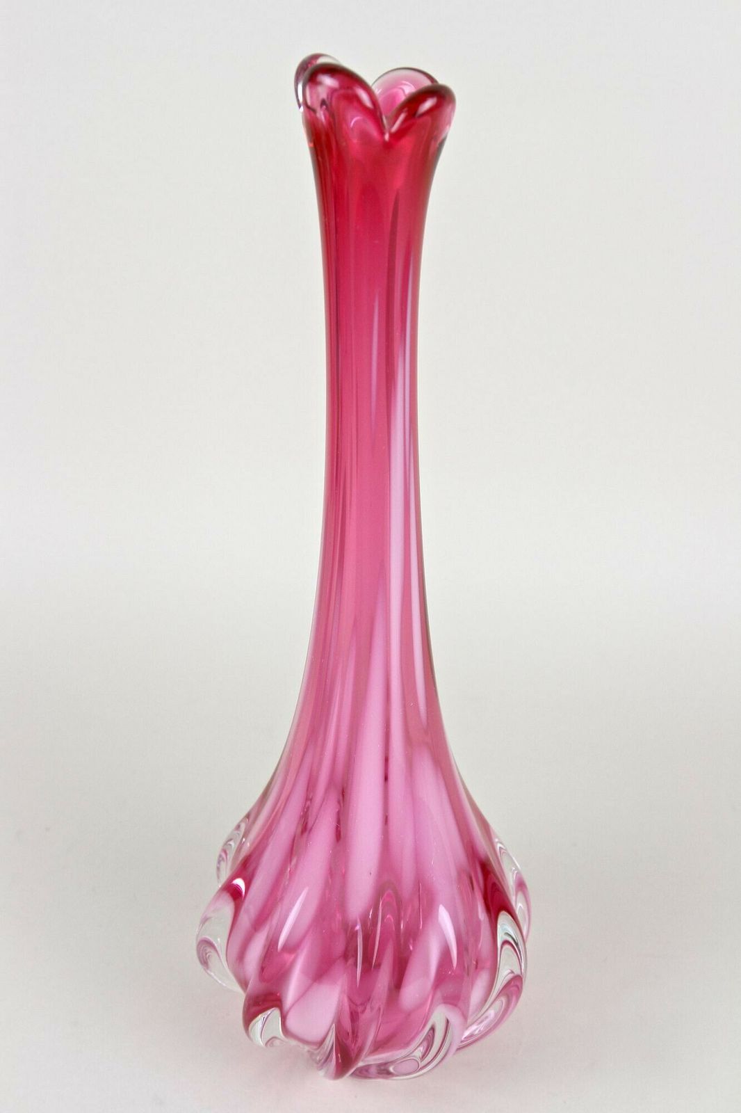 photo for sale Pink Long Neck Murano Glass Vase, 20th Century, Italy Circa 1970