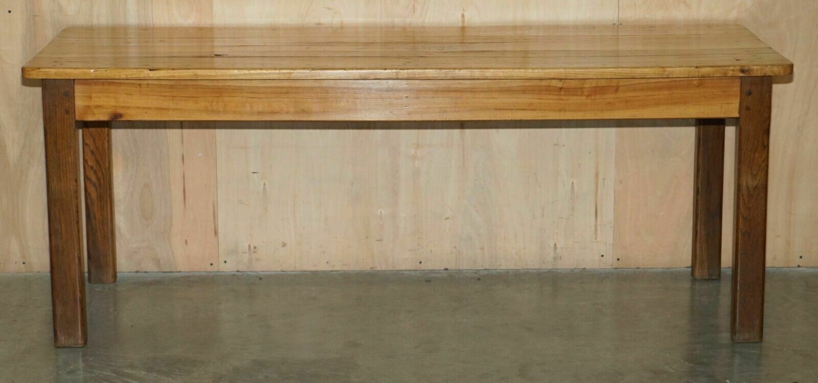 Lovely Antique French Farmhouse Fruitwood & Oak Two Tone Refectory Dining Table photo for sale