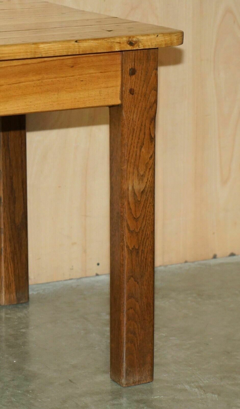 Lovely Antique French Farmhouse Fruitwood & Oak Two Tone Refectory Dining Table photo Furniture