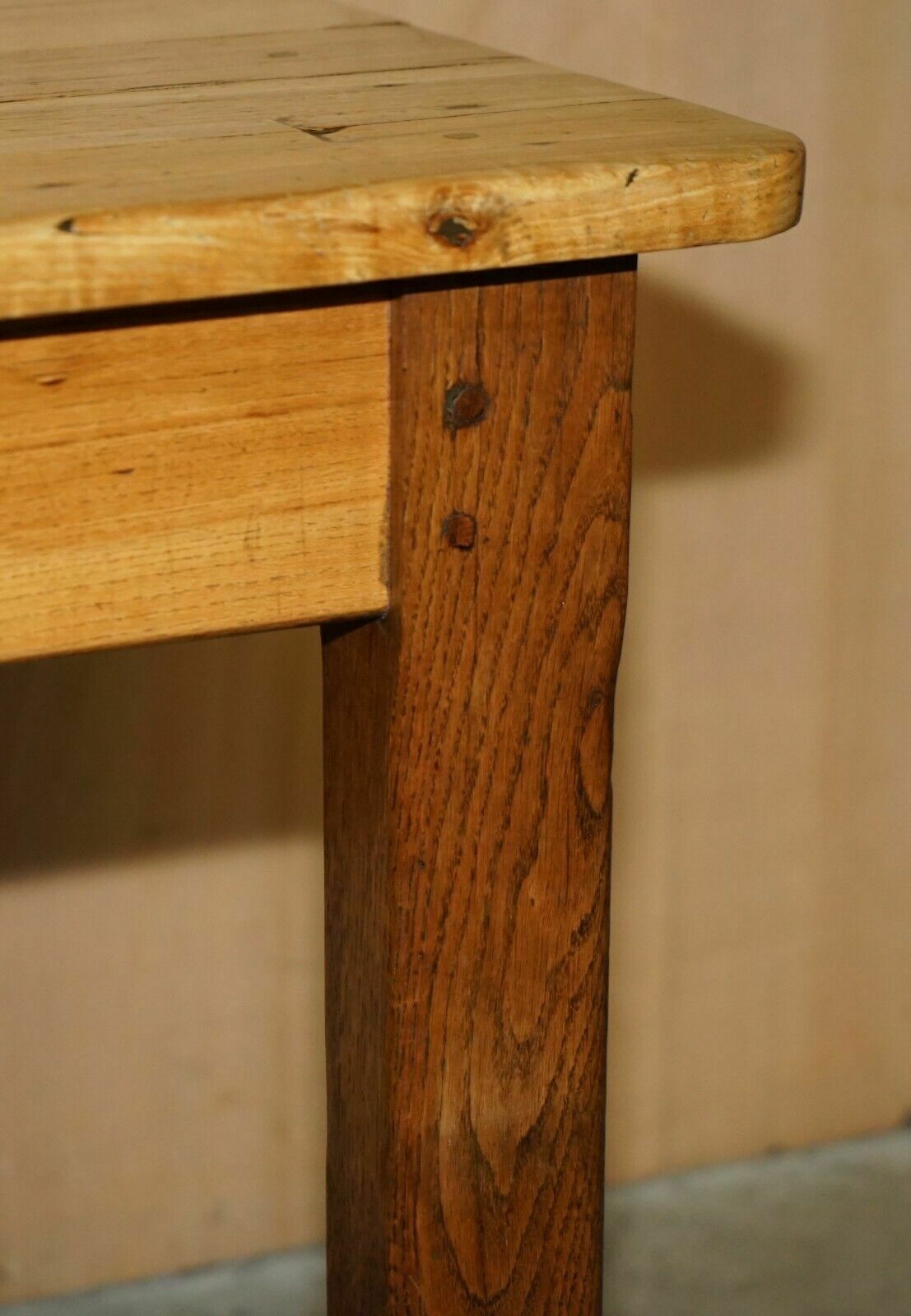Lovely Antique French Farmhouse Fruitwood & Oak Two Tone Refectory Dining Table photo 3950.0