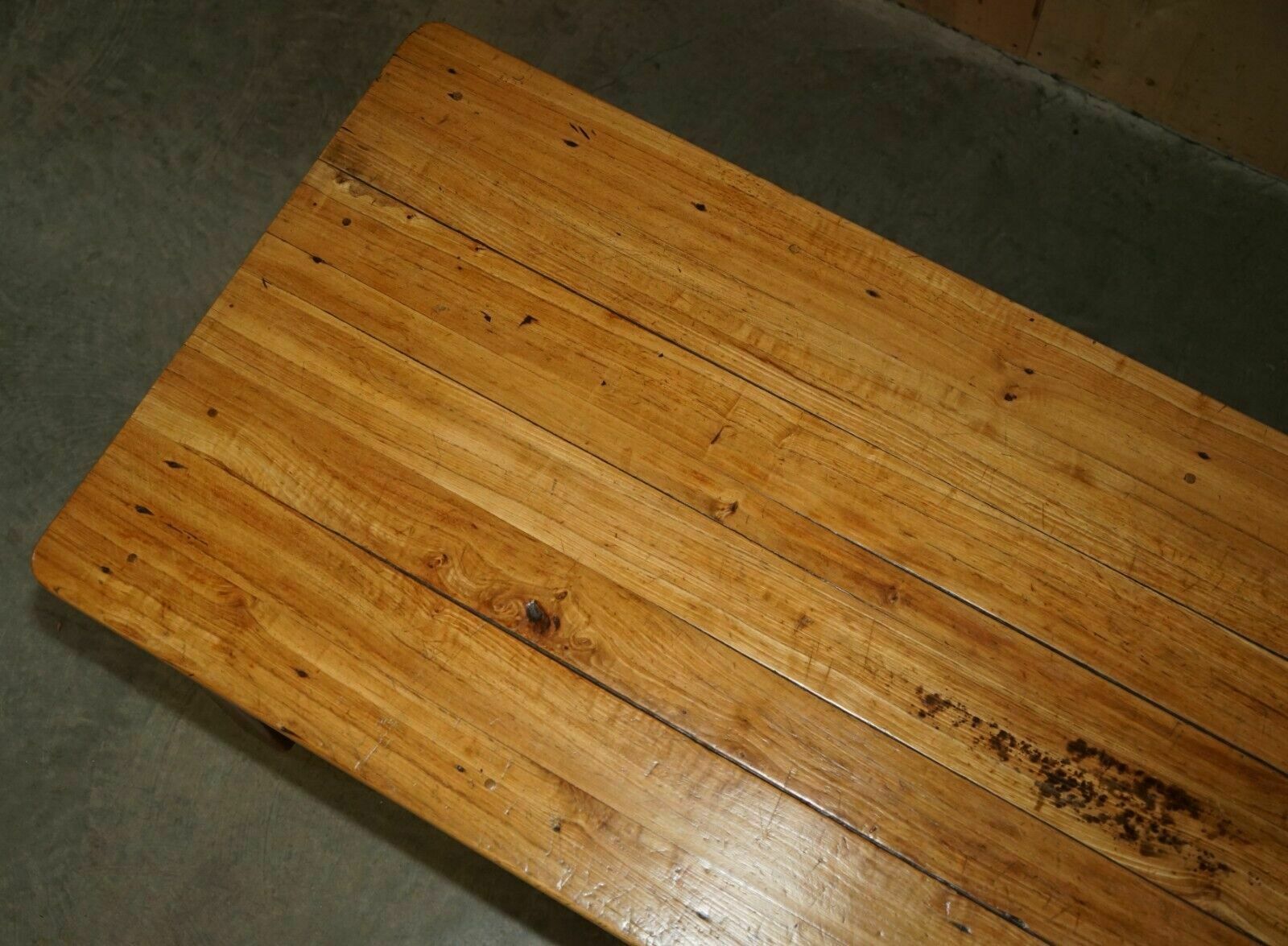 photo furniture Lovely Antique French Farmhouse Fruitwood & Oak Two Tone Refectory Dining Table