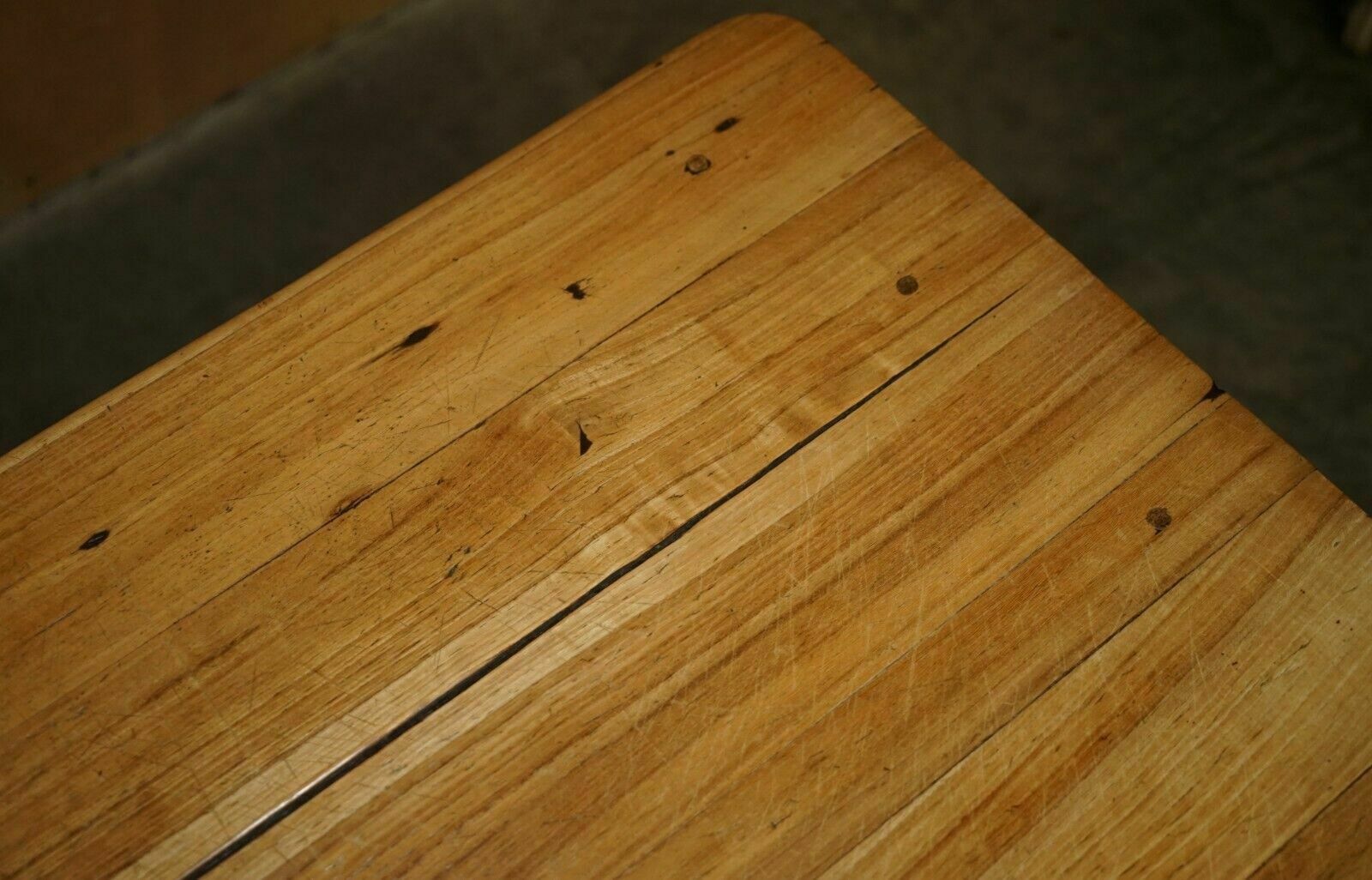 photo buy Lovely Antique French Farmhouse Fruitwood & Oak Two Tone Refectory Dining Table