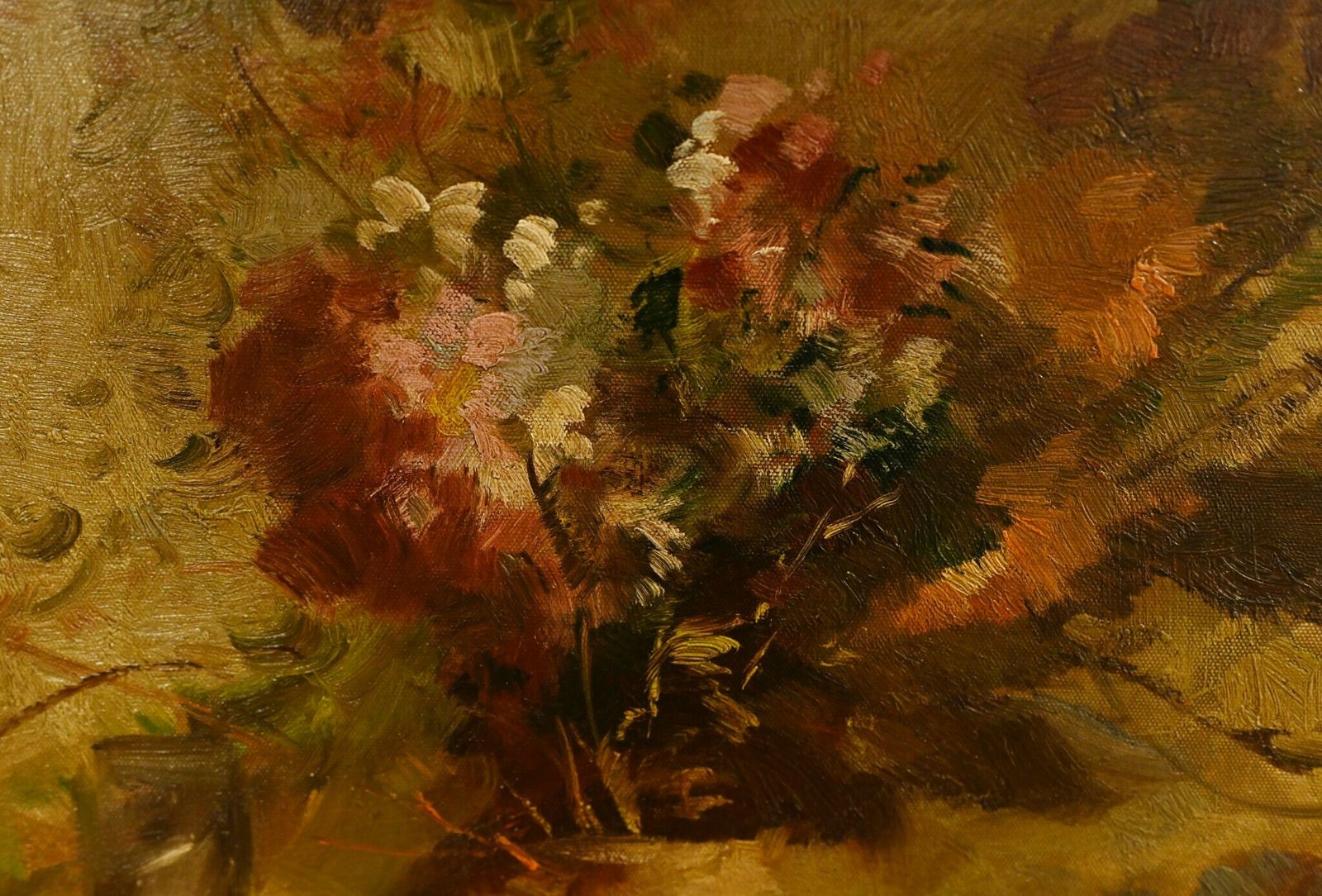 French Impressionist Oil Painting Still Life Floral Cafe Art Signed photo for sale