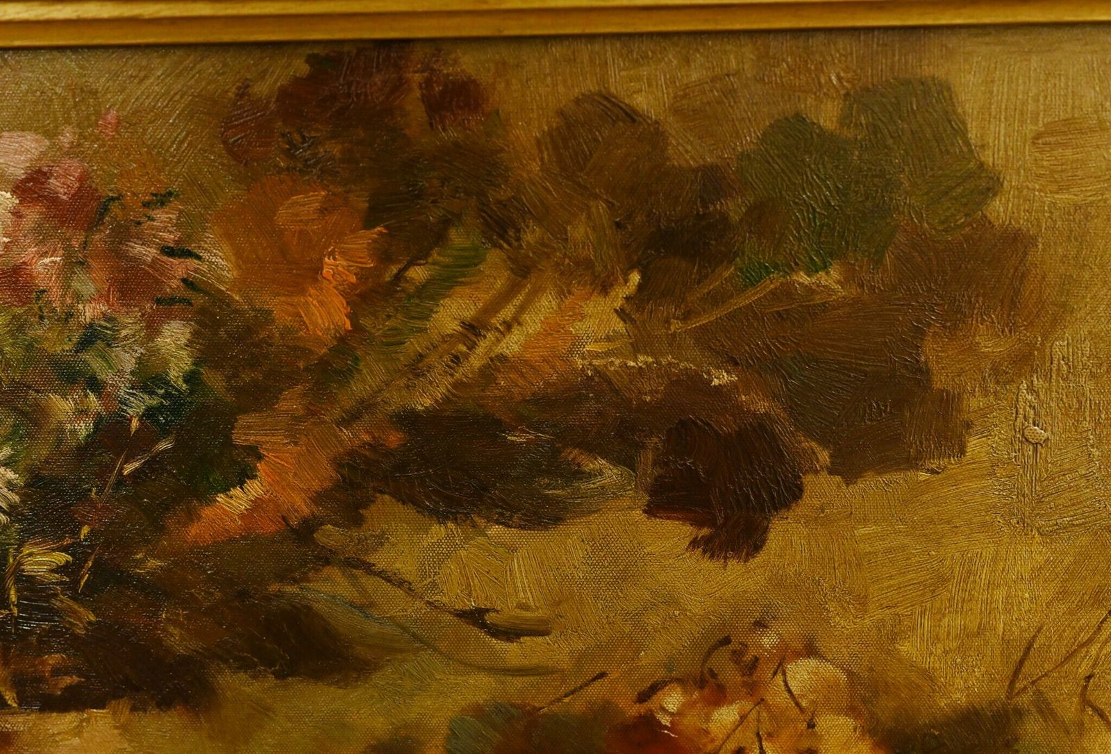 French Impressionist Oil Painting Still Life Floral Cafe Art Signed photo vinterior