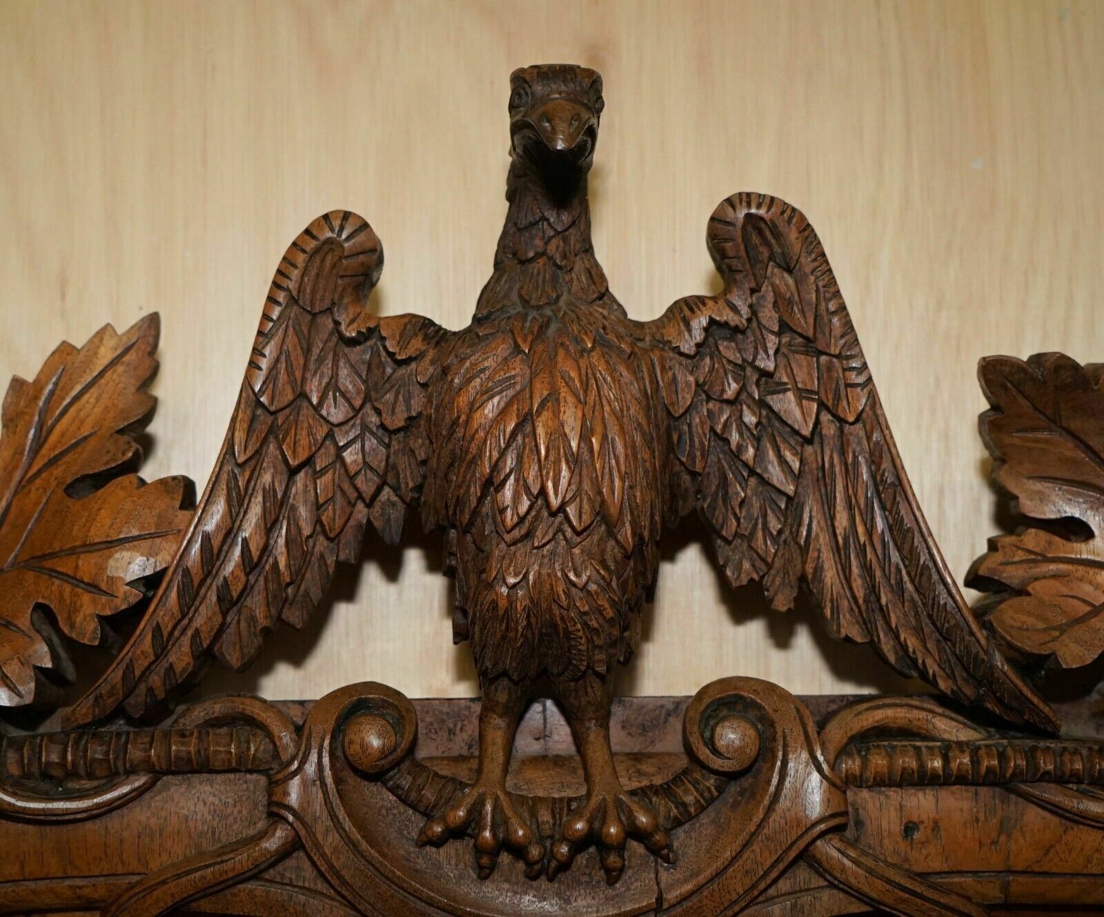 Stunning Antique Victorian Hand Carved Cir 1860 American Eagle Overmantle Mirror photo 3850.0