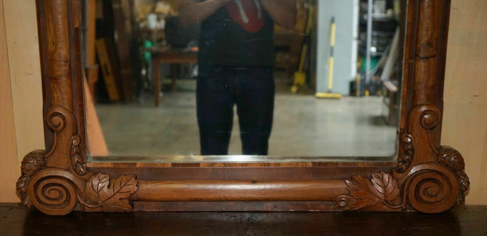 3850.0 Stunning Antique Victorian Hand Carved Cir 1860 American Eagle Overmantle Mirror photo