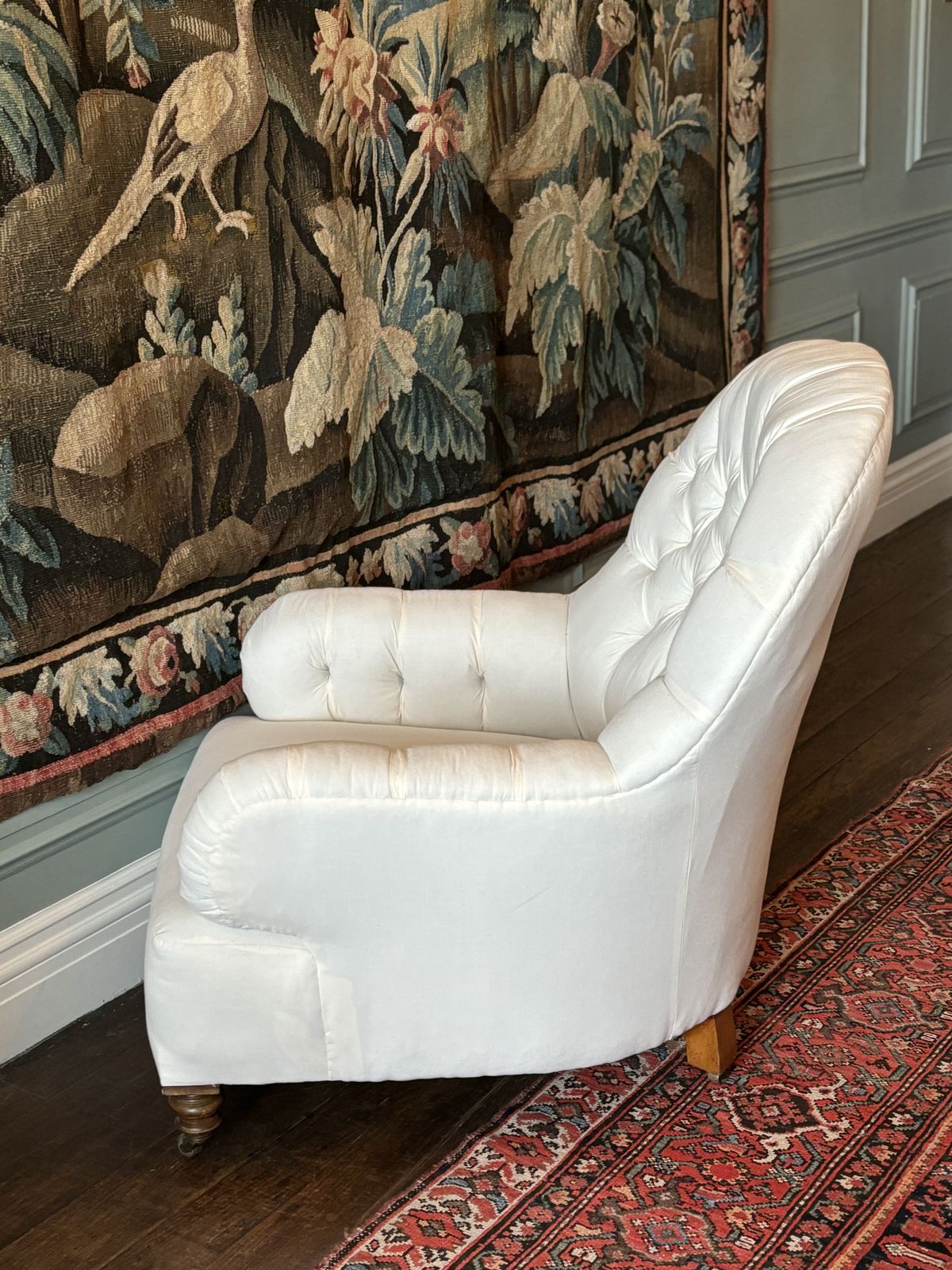 Antique Cornelius V Smith Button Back Arm Chair photo vintage