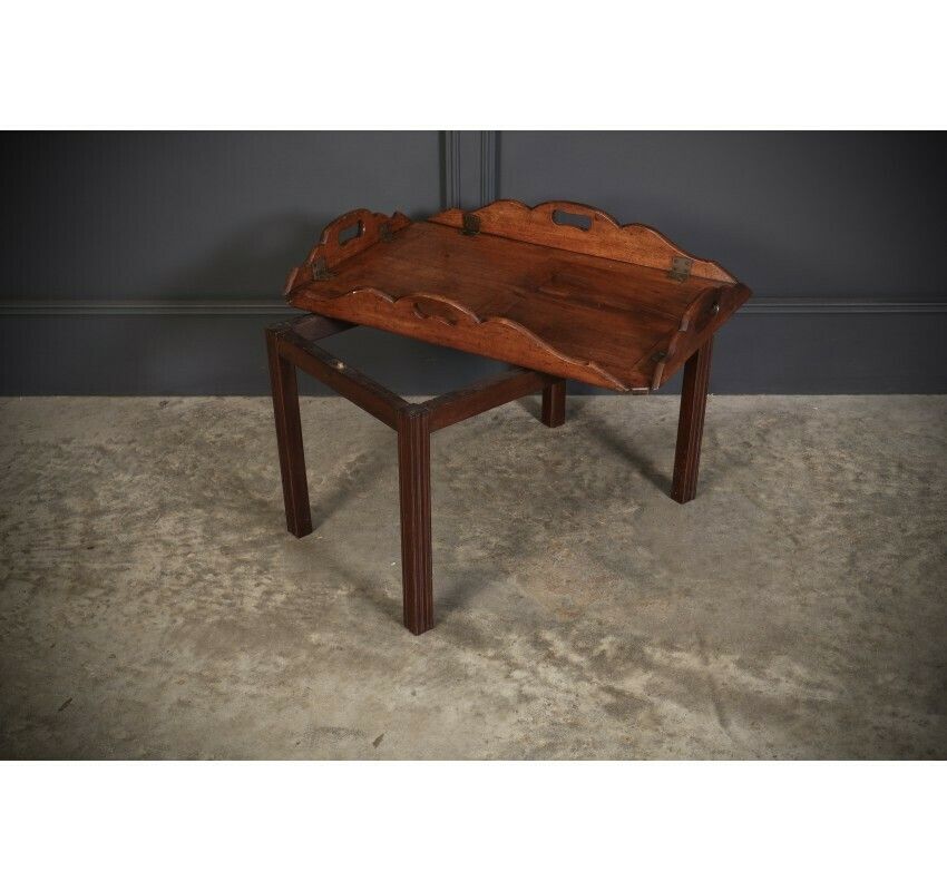 Victorian Mahogany Folding Butlers Tray On Stand photo vintage