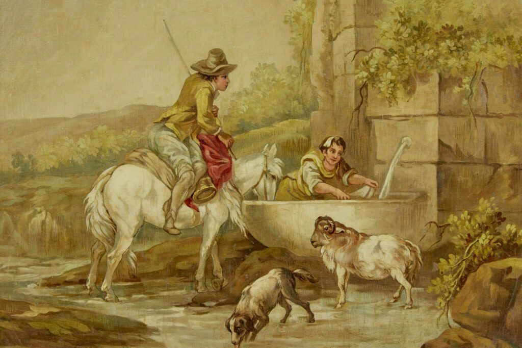 Pair Of Rural Late 19th Century Oil On Canvas Paintings photo Art