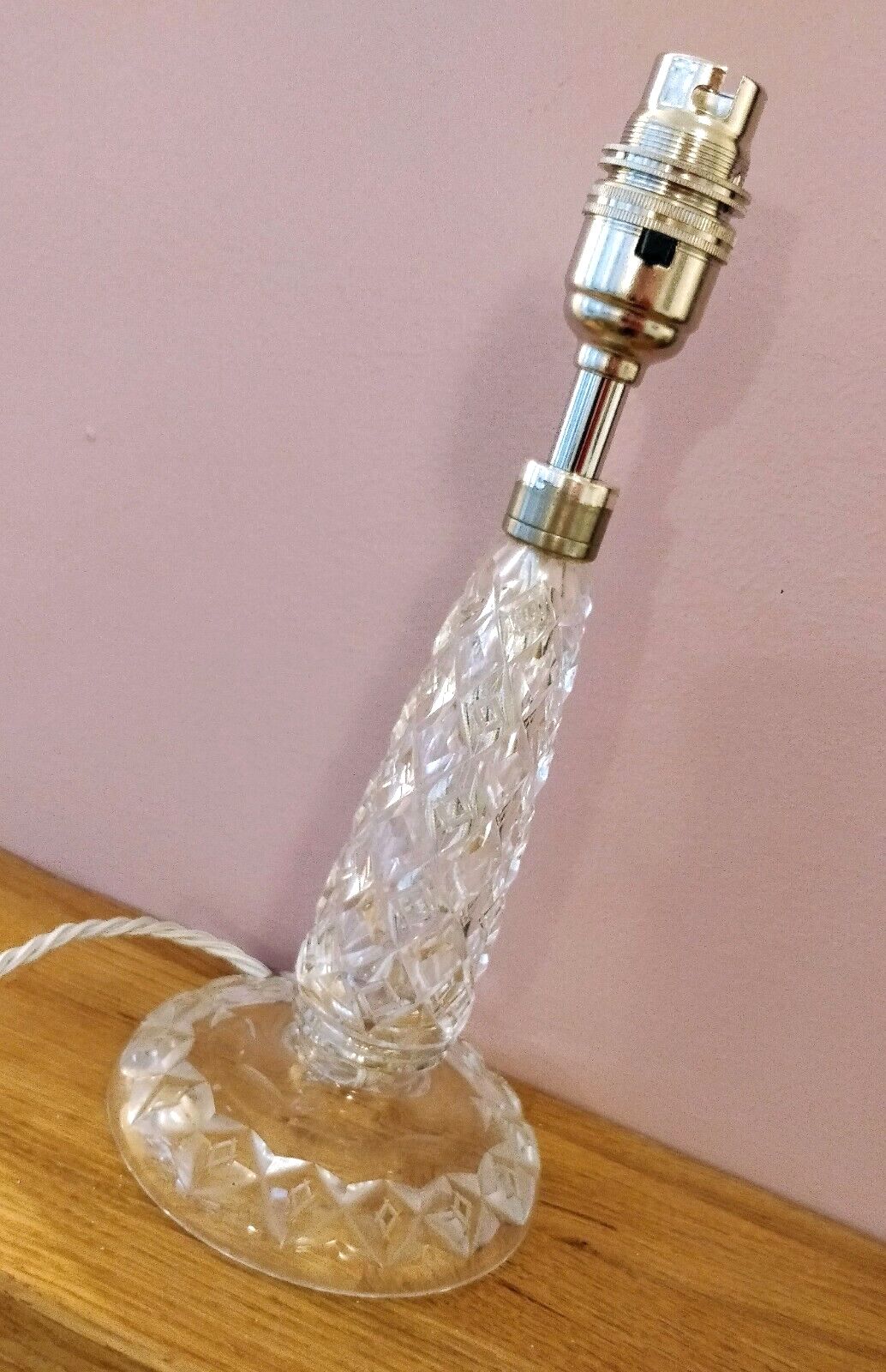 Original Art Deco Period Antique Cut Glass Table Lamp Rewired Pat Tested photo furniture
