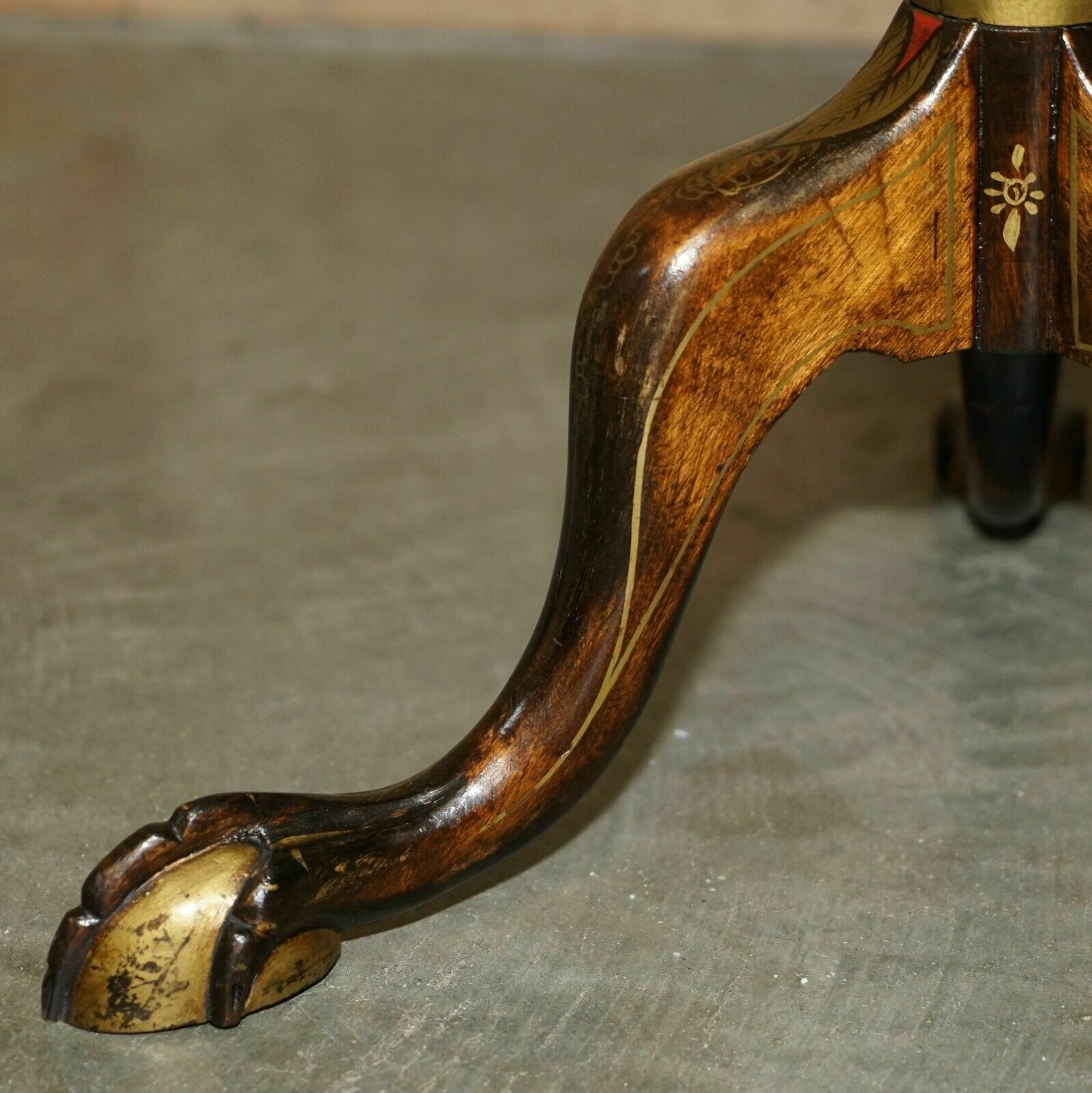 photo buy Antique Circa 1900 Chinese Chinoiserie Tilt Top Side End Table Claw & Ball Feet