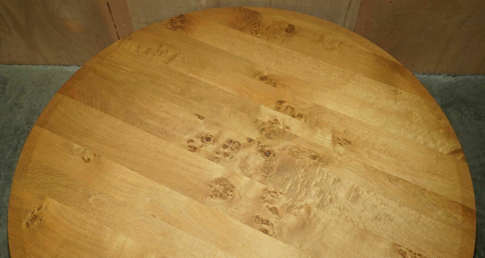 Stunning Large 170cm Wide Pollard Pippy Burr Oak Round Dining Table Seats Eight photo Furniture