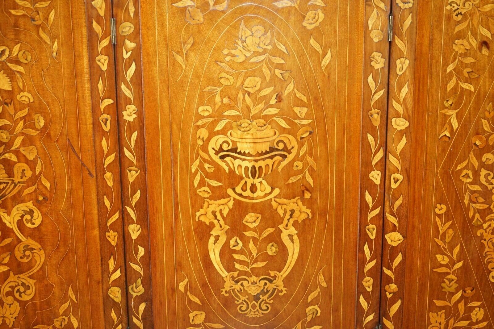 13500.0 Pair Of Finest Quality Dutch Mahogany & Walnut Three Fold Screens Room Dividers photo