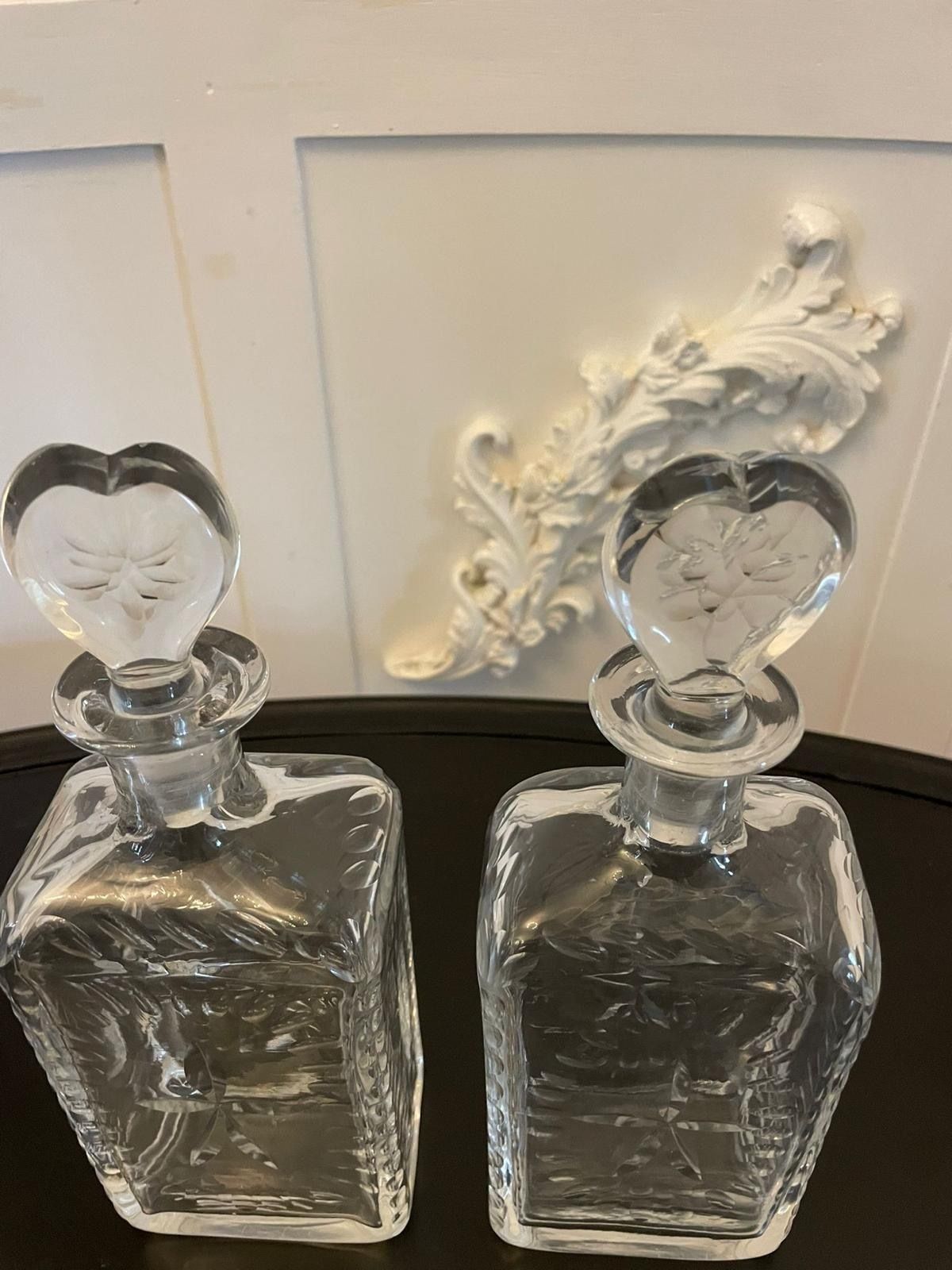 Unusual Pair Of Antique 19th Century Quality Cut Glass Decanters photo furniture