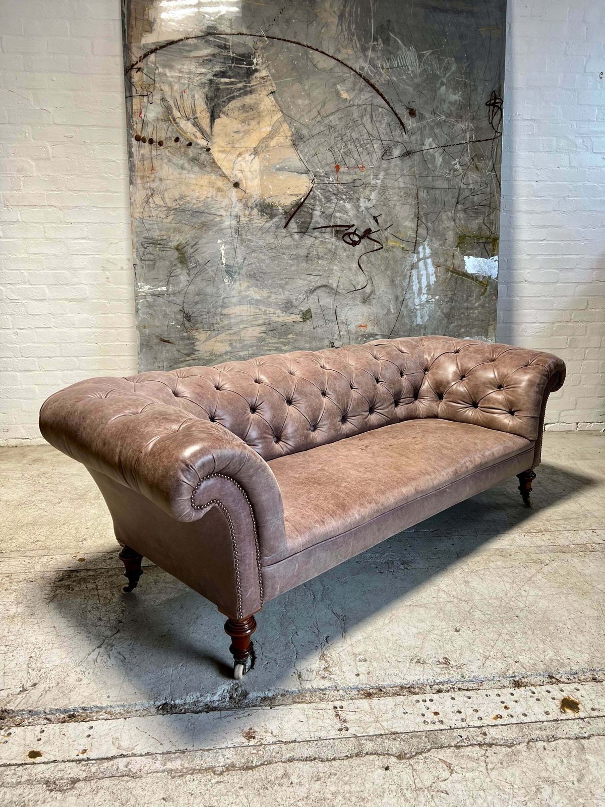 A Very Elegant Antique 19thc Leather Chesterfield Sofa In The Manner Of Holland & Sons photo 6999.0