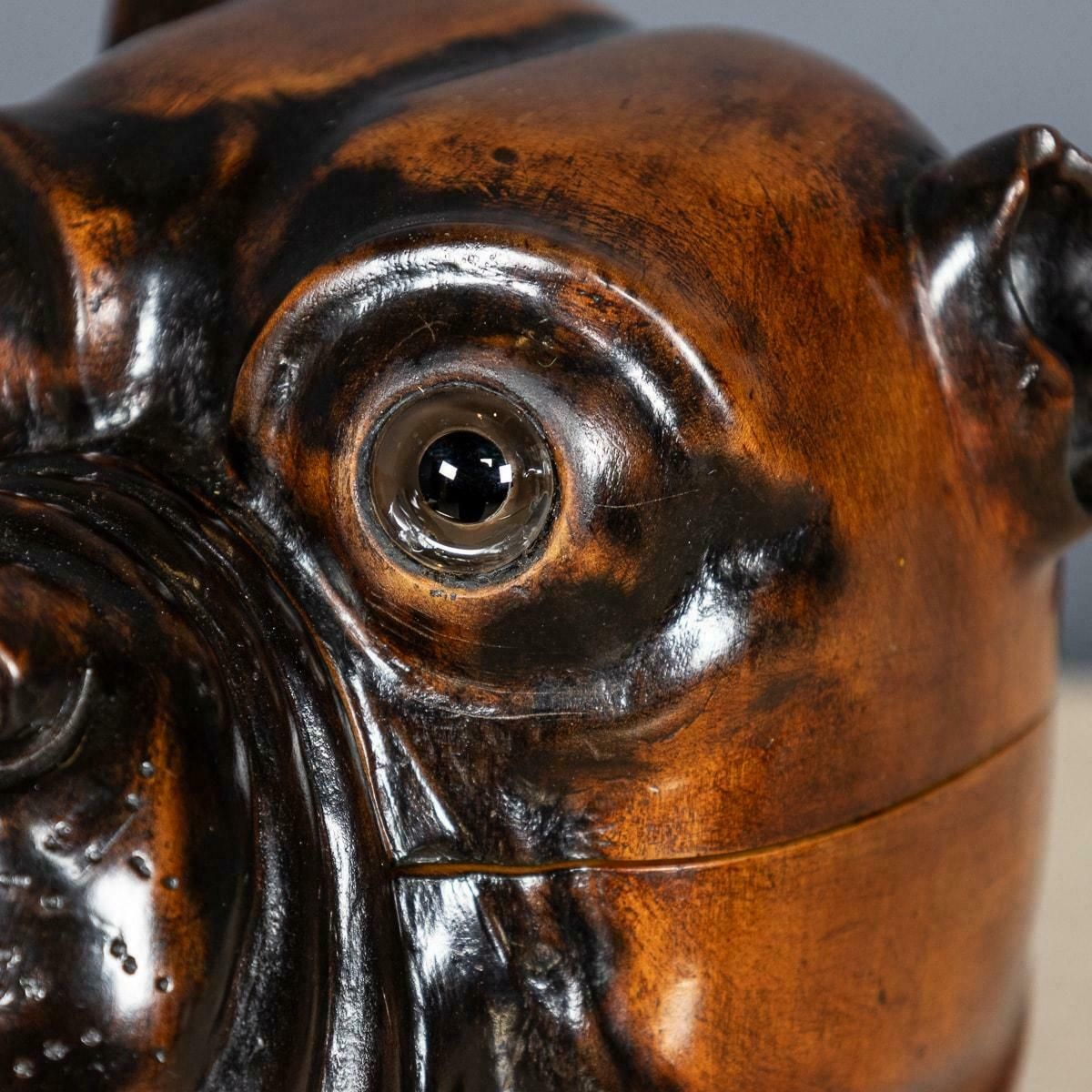 photo buy Antique 20thc Lignum Vitae Bulldog Inkwell Jar C.1910