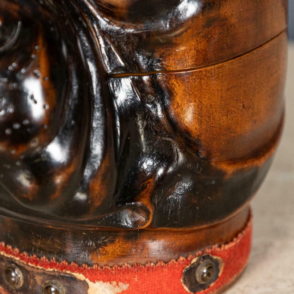 photo vintage Antique 20thc Lignum Vitae Bulldog Inkwell Jar C.1910