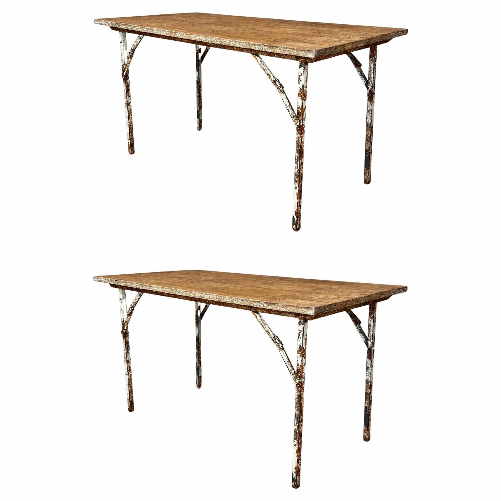 Table pliante d'extérieur en fer laqué façon oxyde, signée