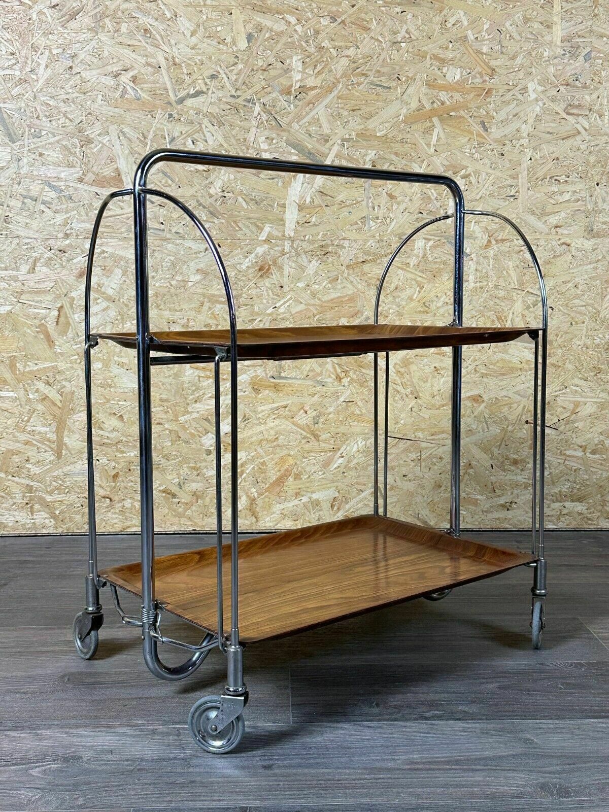 60s 70s Serving Trolley Dinette Side Table Space Age Brown Design 60s 70s photo furniture