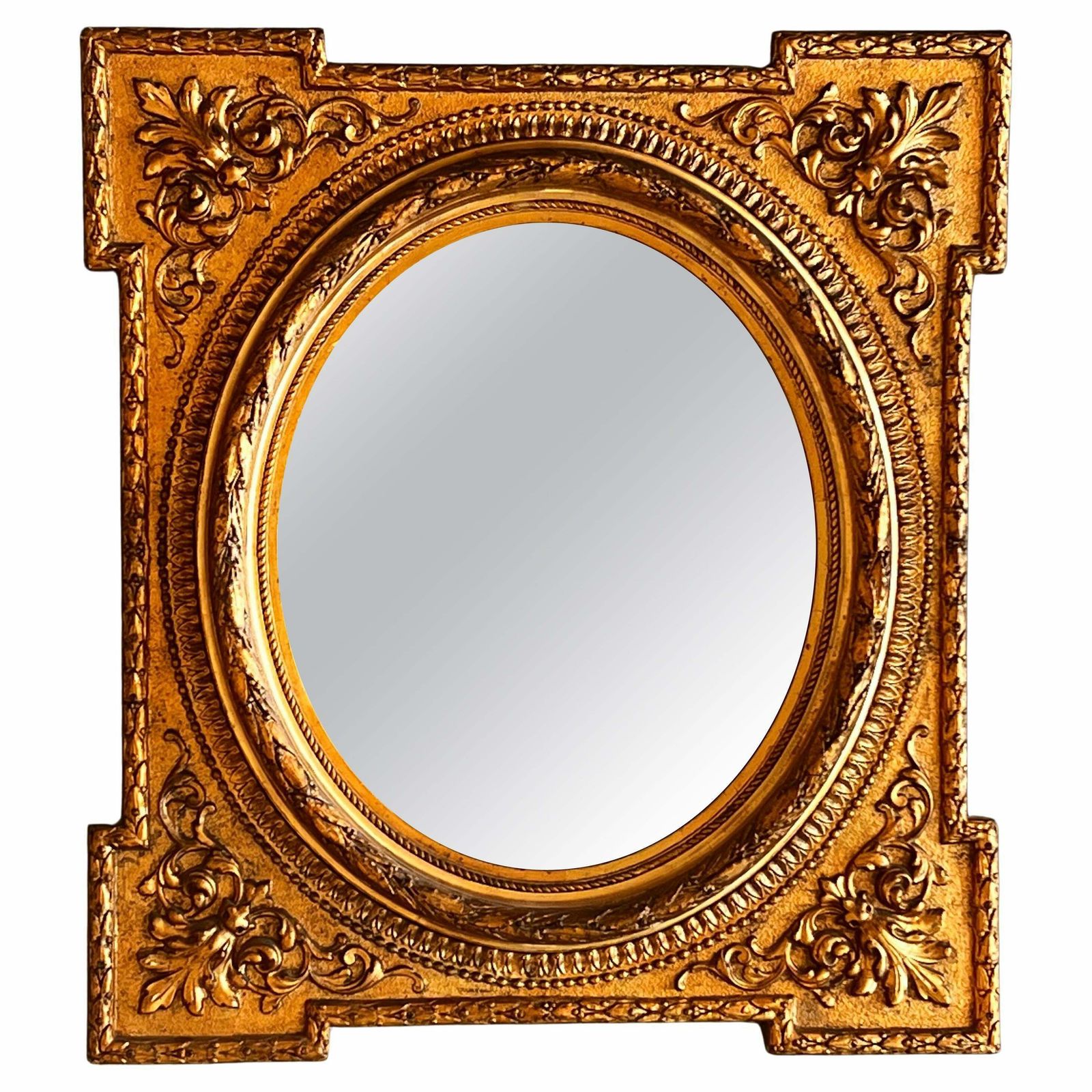 Miroir français rectangulaire en bois doré sculpté, XIXe siècle