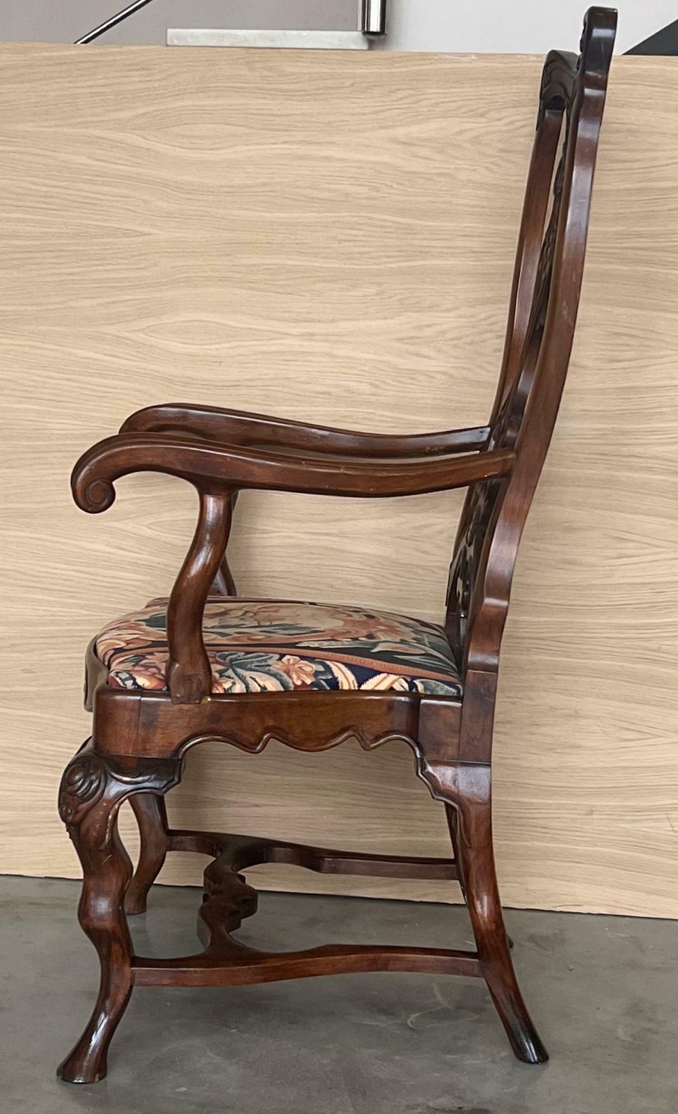 Paire de fauteuils de salle à manger Chippendale gothique en acajou massif, 1890 photo vintage