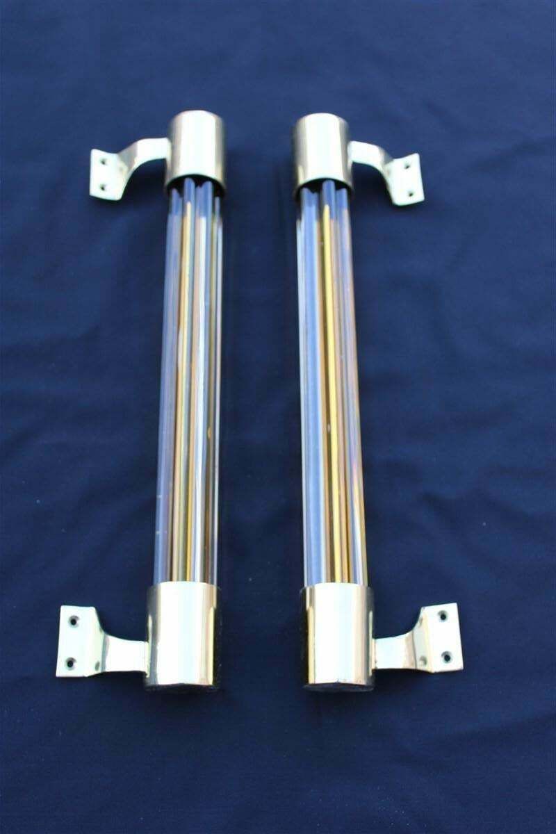 Pair Of Mid Century Venini Handles In Polished Brass And Murano Glass 1950 Made In Italy photo vinterior