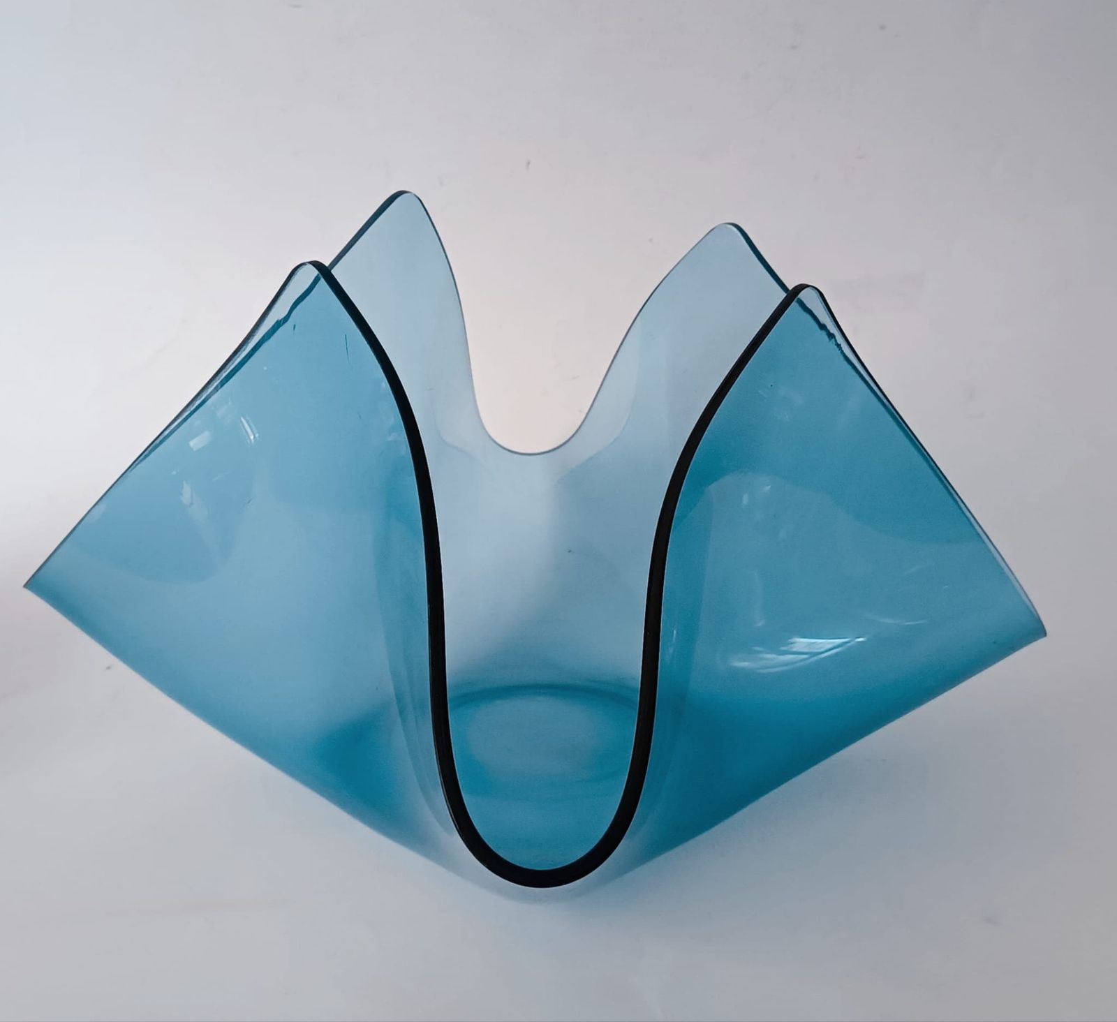Handkerchief Vase Centerpiece In Light Blue Vintage Plexiglass Design Luigi Massoni Guzzini Space Age Cartoccio photo furniture