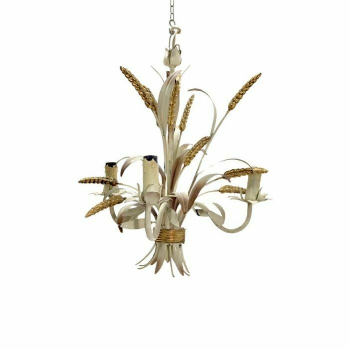 Patinated Sheet Metal Chandelier With Ears Of Wheat photo furniture