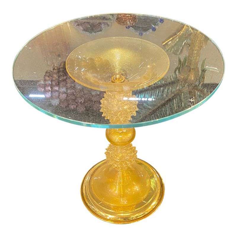 1980s Venetian Gold "Rostrato" Murano Glass Attributed Coffee Table