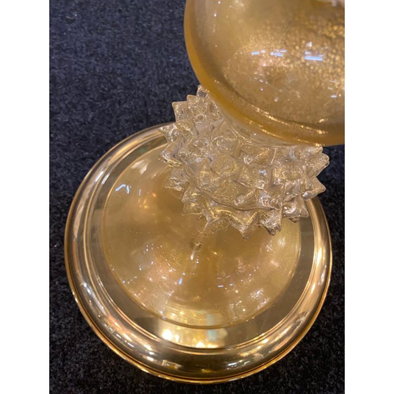 1980s Venetian Gold "Rostrato" Murano Glass Attributed Coffee Table photo for sale
