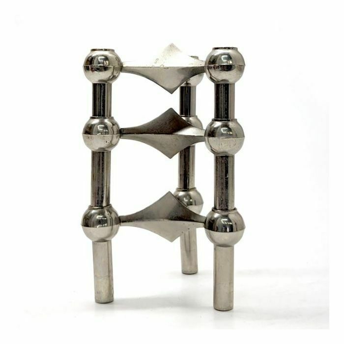 Ceasar Stoffi Set Of Three Chrome Plated Metal Candlesticks photo 129.0