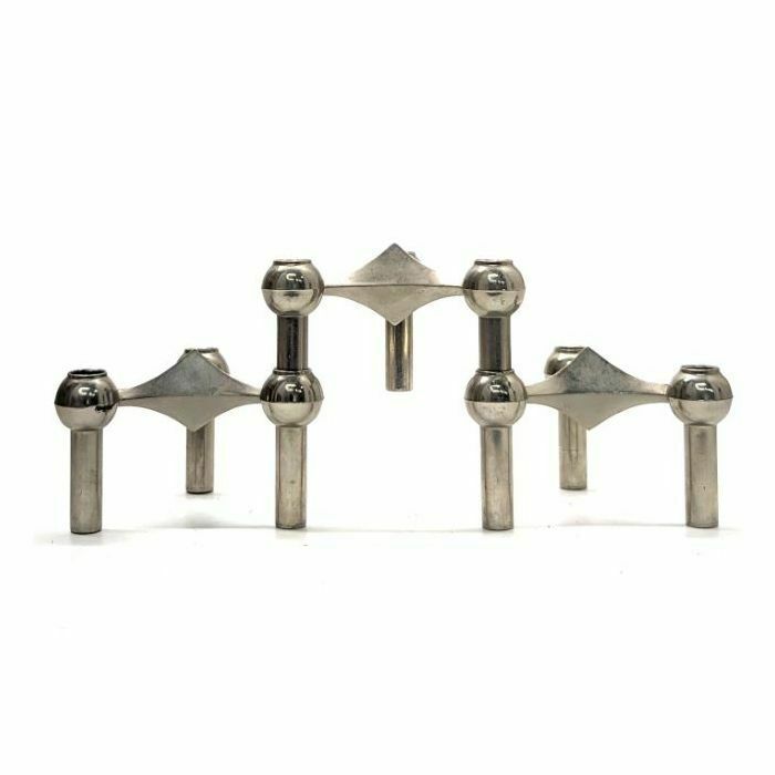 Ceasar Stoffi Set Of Three Chrome Plated Metal Candlesticks photo buy