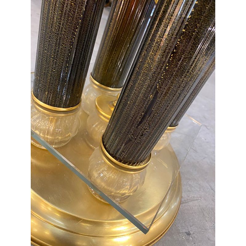 1980s Vintage Venetian Black And Gold Coffee Table In Murano Glass Attributed photo for sale