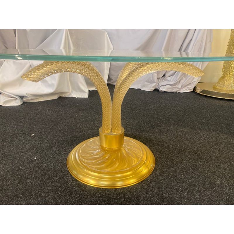 1980s Vintage Gold "Torciglione" Murano Glass Attributed Coffee Table photo Furniture