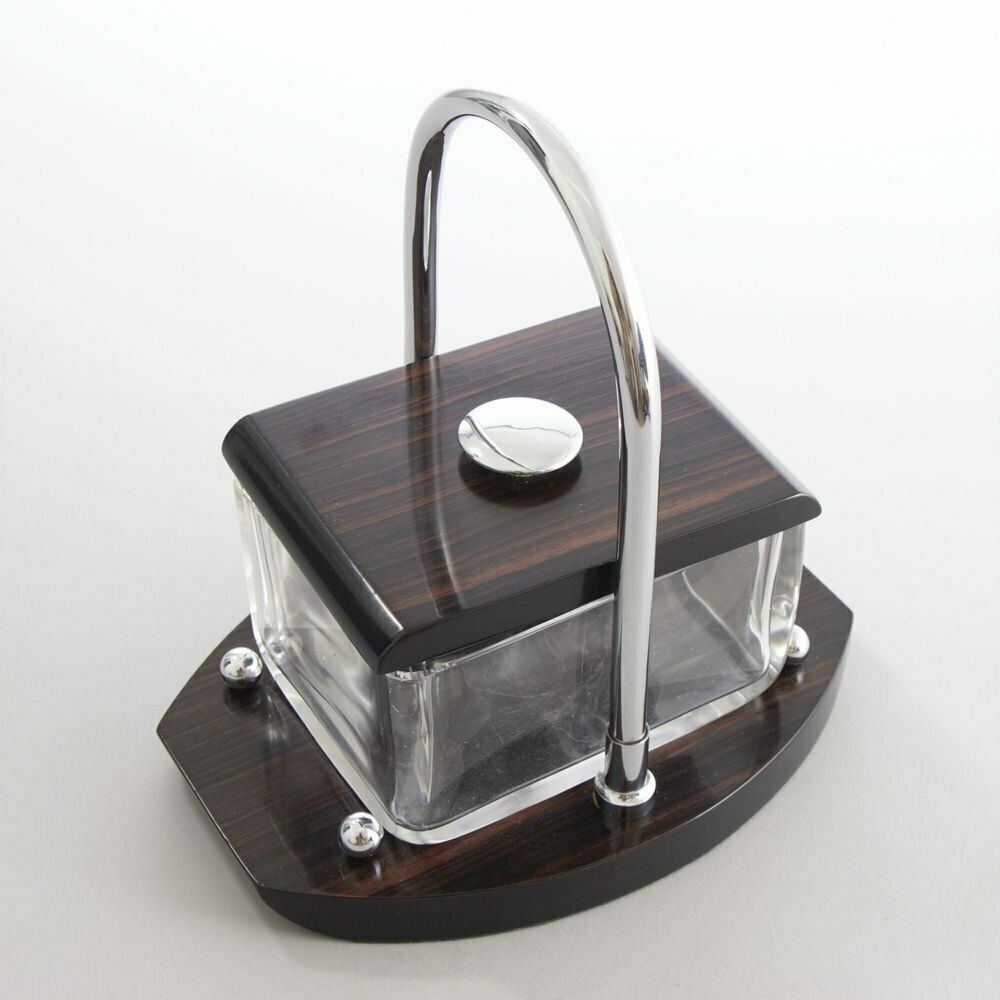 Louis Prodhon French Art Deco Macassar & Silver Plate Glass Ice Box 1930 photo furniture