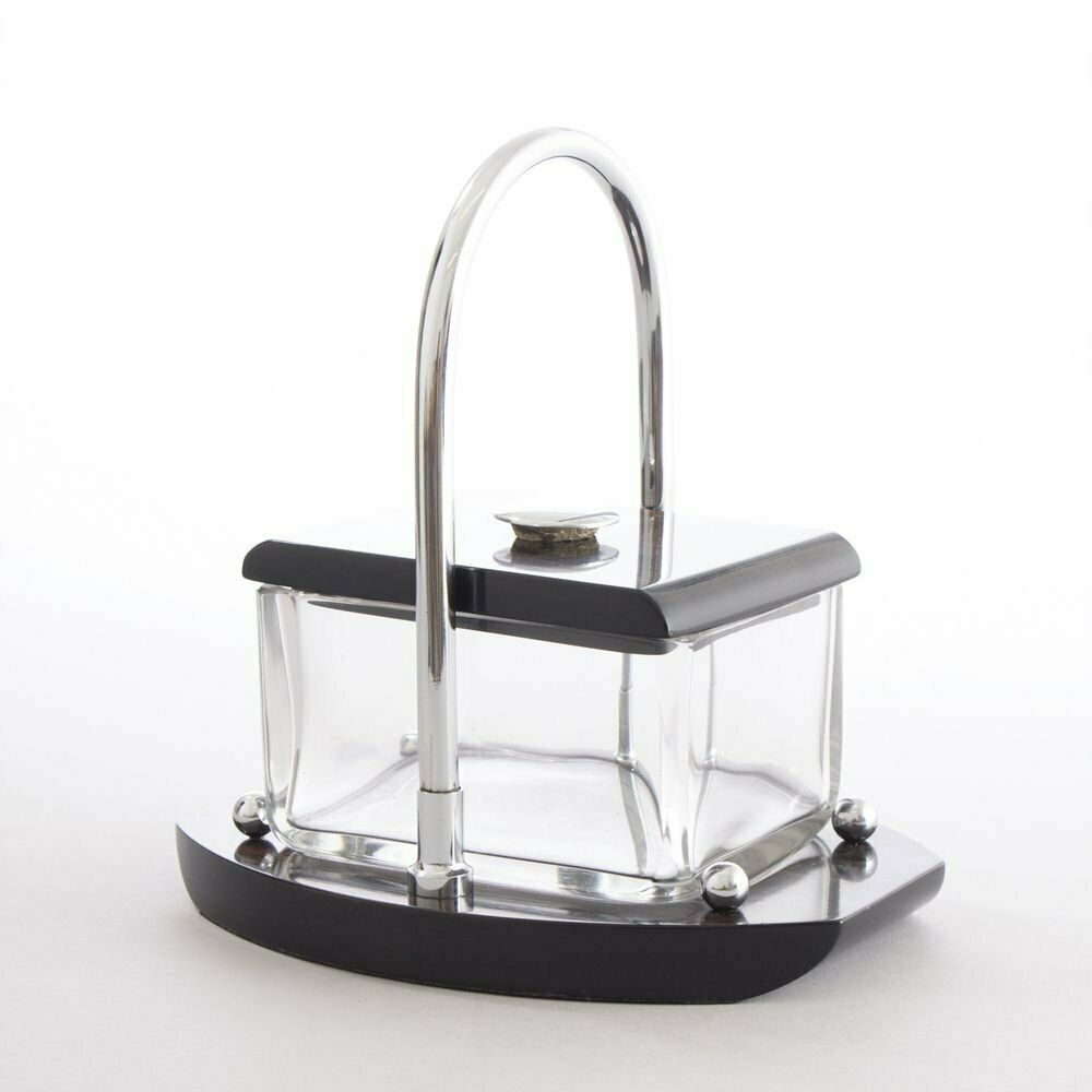 Louis Prodhon French Art Deco Macassar & Silver Plate Glass Ice Box 1930 photo for sale