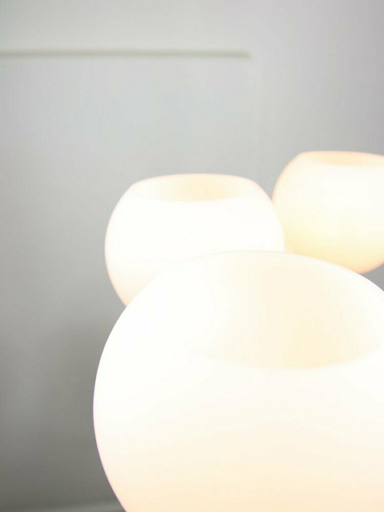 photo furniture Vintage Italian Chrome And Opaline Chandelier, 1970s
