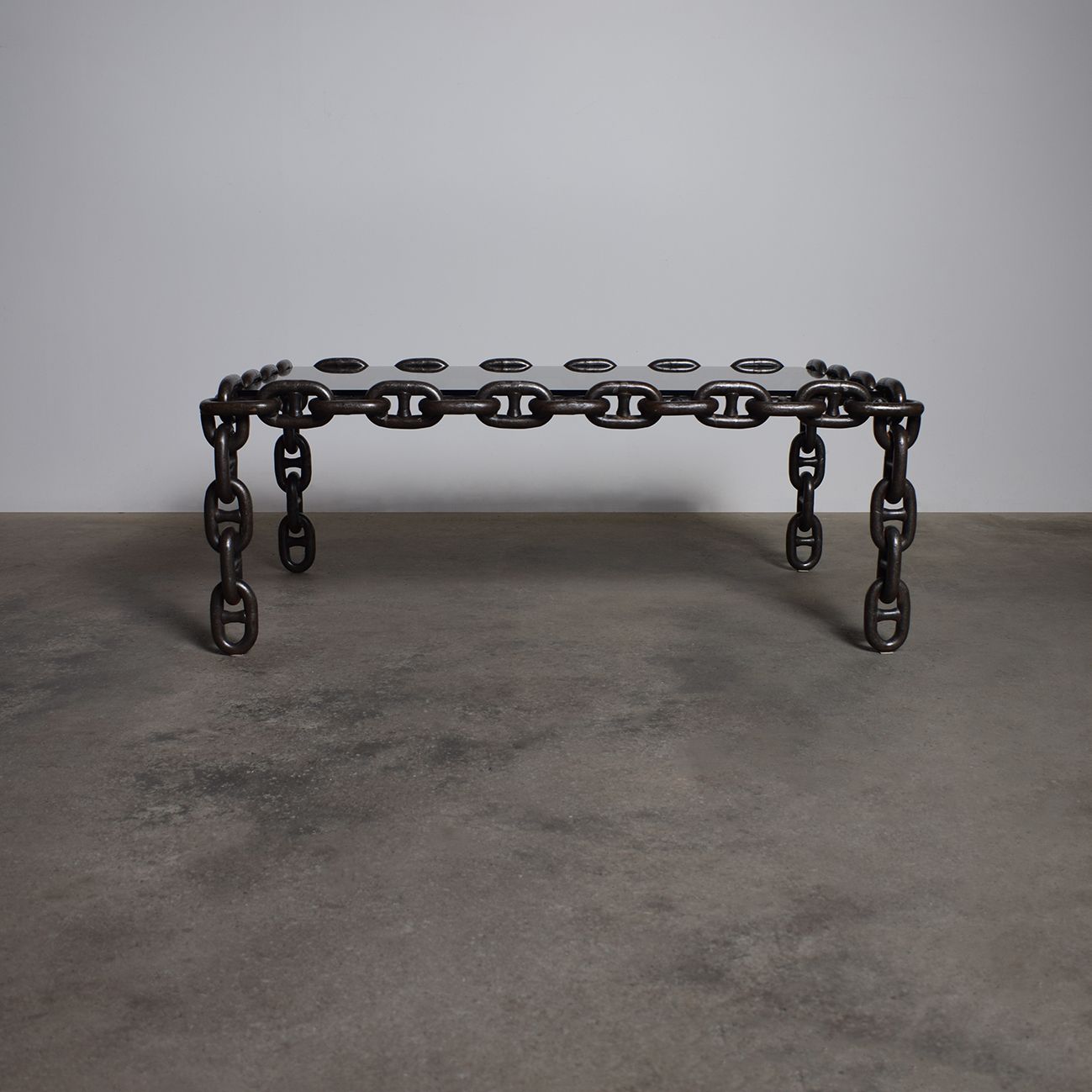 Artisan Industrial Chain Link Iron Coffee Table, Belgium, 1970 photo furniture