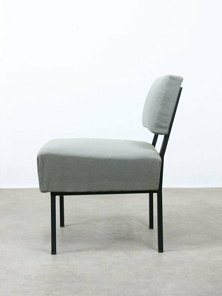 photo for sale Mid Century Bauhaus Style Easy Chairs In Grey Fabric, Set Of 2