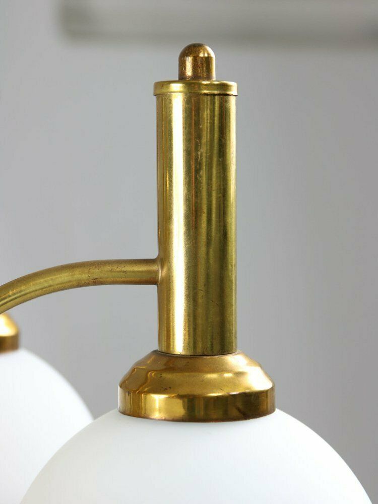 photo vinterior Mid Century Italian Brass And Opaline Chandelier