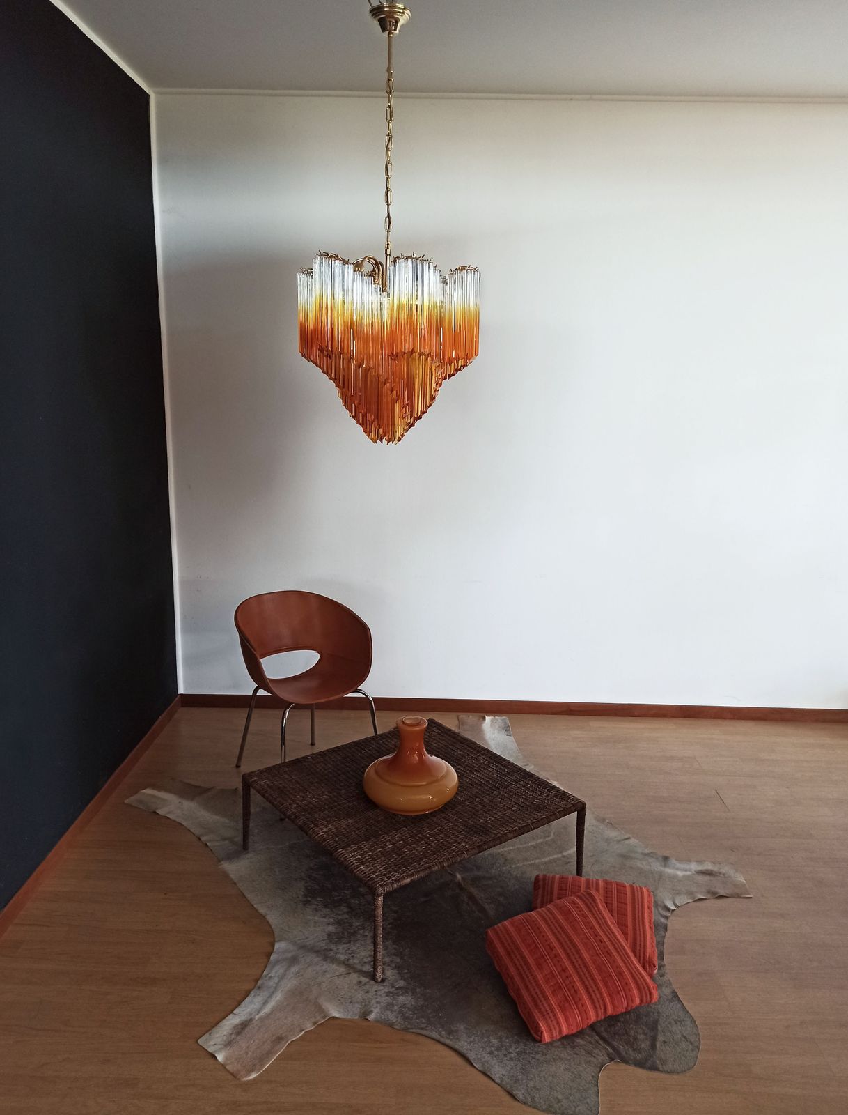 Modern Quadriedri Murano Glass Chandelier   114 Shaded Amber Prism Quadriedri photo 3290.0