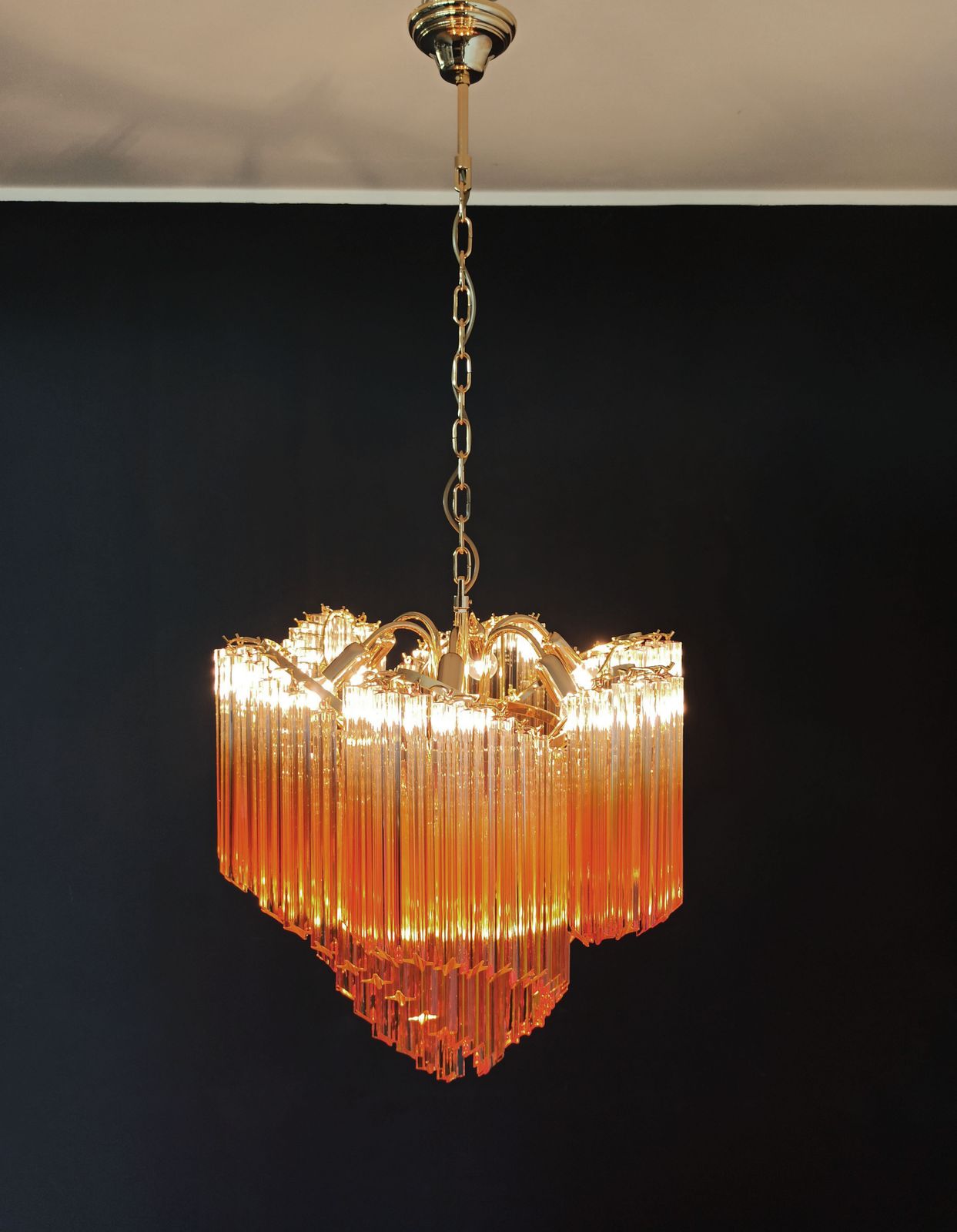Modern Quadriedri Murano Glass Chandelier   114 Shaded Amber Prism Quadriedri photo vintage