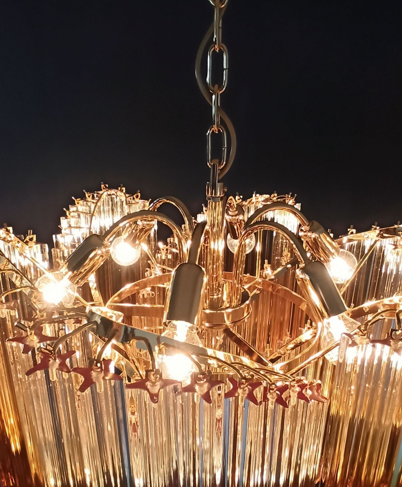3290.0 Modern Quadriedri Murano Glass Chandelier   114 Shaded Amber Prism Quadriedri photo