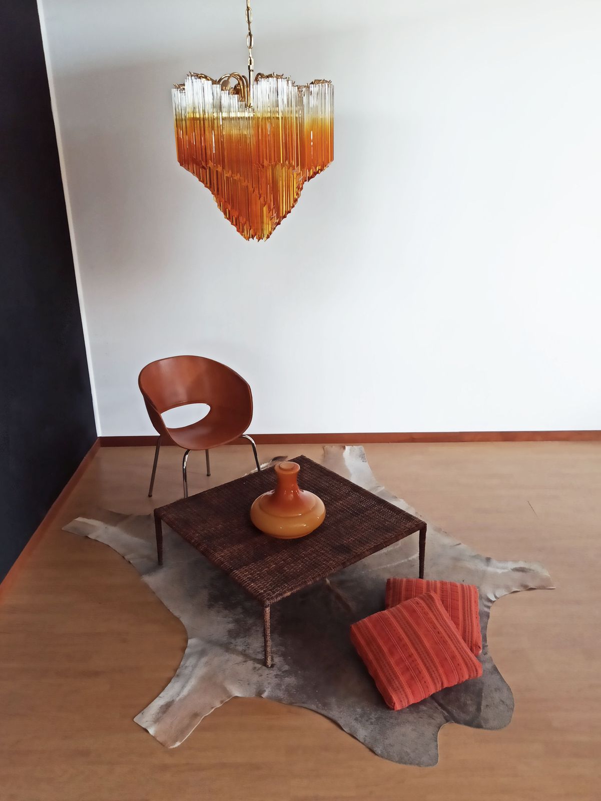 photo buy Modern Quadriedri Murano Glass Chandelier   114 Shaded Amber Prism Quadriedri