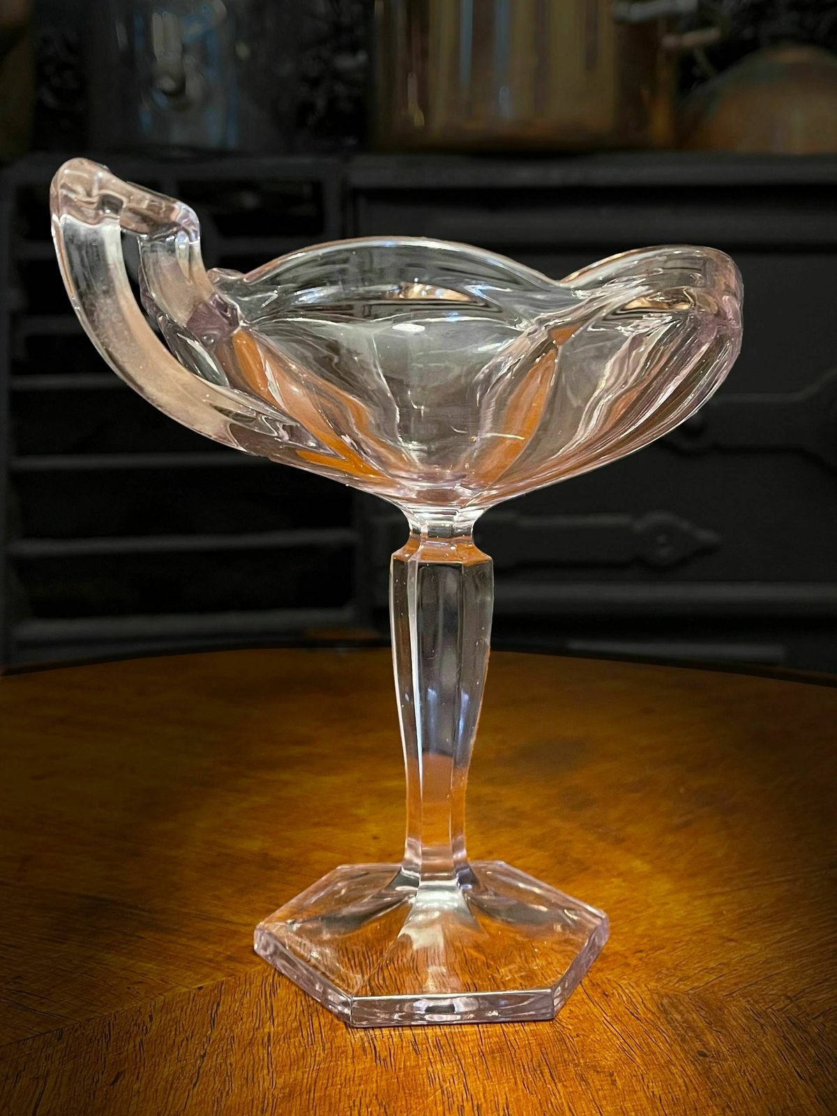 1930s Rare Lilac Tinted Pedestal Bowl.Twin Handled Bon Bon Dish photo 55.0